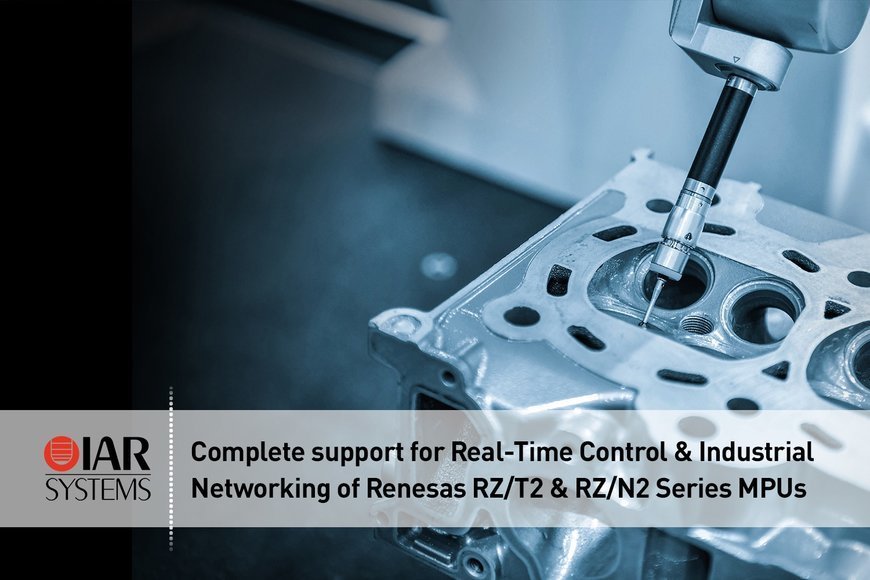 IAR Systems fully Supports Renesas RZ/T2 & RZ/N2 Series MPUs for Real-Time Control & Industrial Networking
